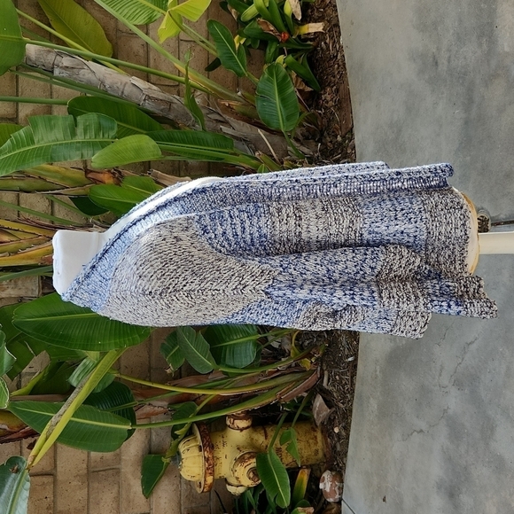 Vince Blue Gray Chunky Knit Cardigan Striped Oversized Sweater medium large - Picture 2 of 14